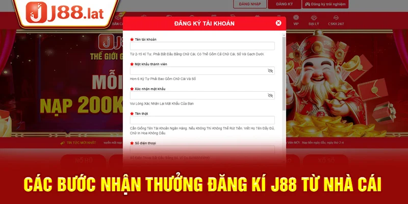 Các bước nhận thưởng đăng kí J88 từ nhà cái