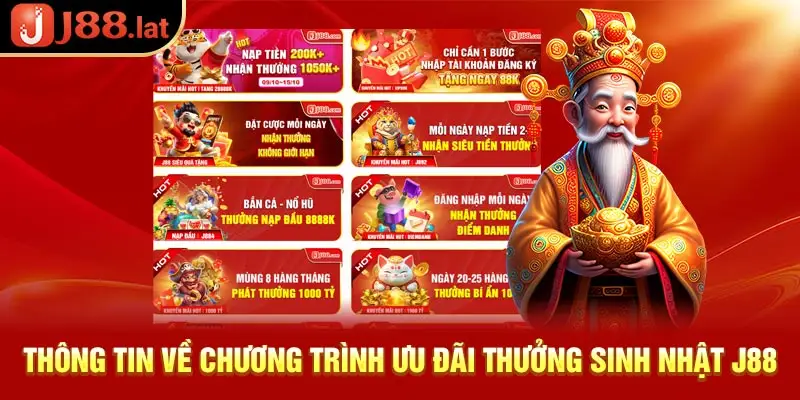 Thông tin về chương trình ưu đãi thưởng sinh nhật J88